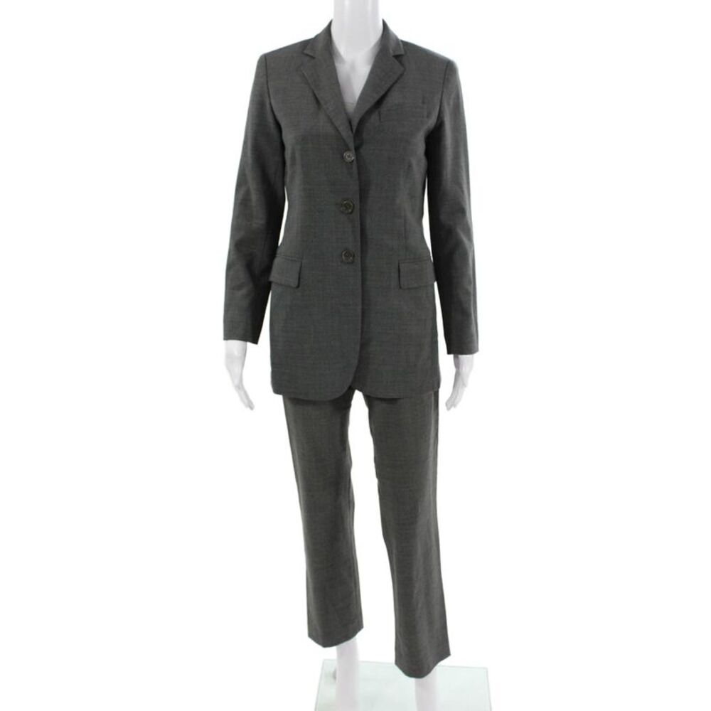 Theory Womens Three Button Three Piece Pants Suit Gray Size S